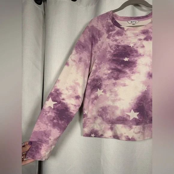 Wildfox Purple and White Tye Dye Star Crewneck Sweatshirt Large - Picture 5 of 7